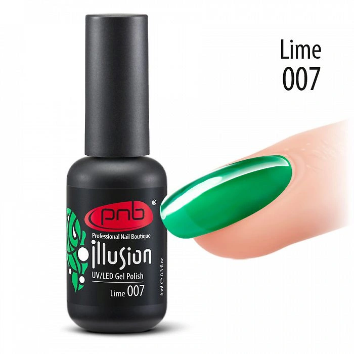 Гель-лак вітражний PNB №007 Illusion Lime зелений 8 мл
