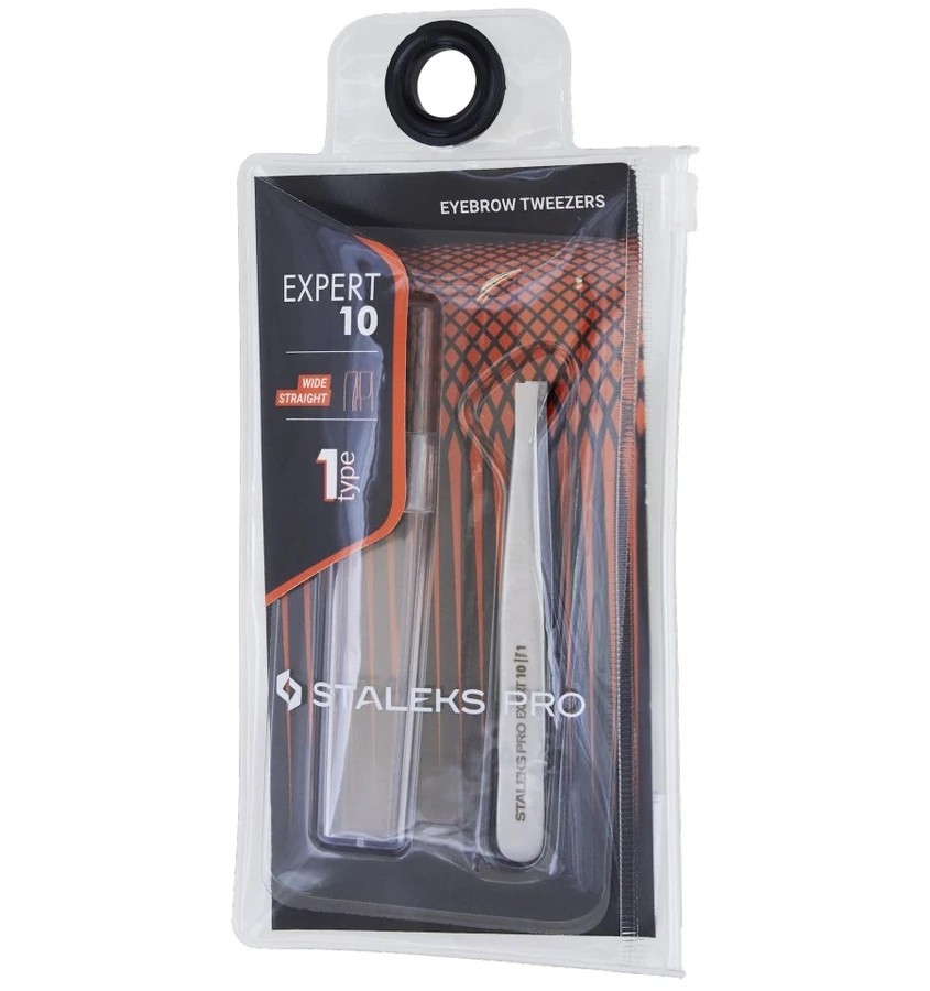 Пінцет для брів Staleks Pro EXPERT 10 TYPE 1 широкі прямі краї
