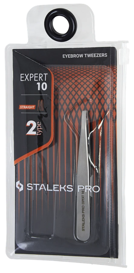 Пінцет для брів Staleks Pro EXPERT 10 TYPE 2 вузькі прямі кромки