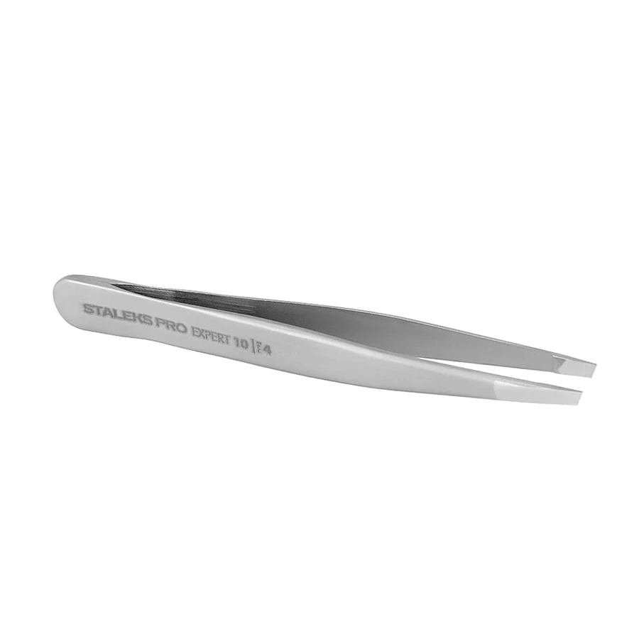 Пінцет для брів Staleks Pro Eyebrow Tweezers EXPERT 10 TYPE 4 вузькі скошені кромки