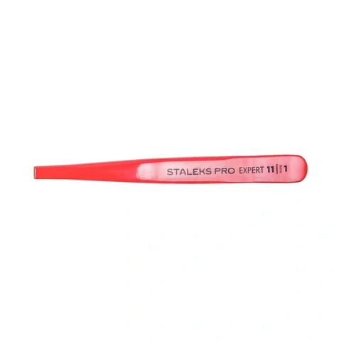 Пінцет для брів Staleks Tweezer Eyebrow Expert 11 type 1 широкі прямі краї, червоний