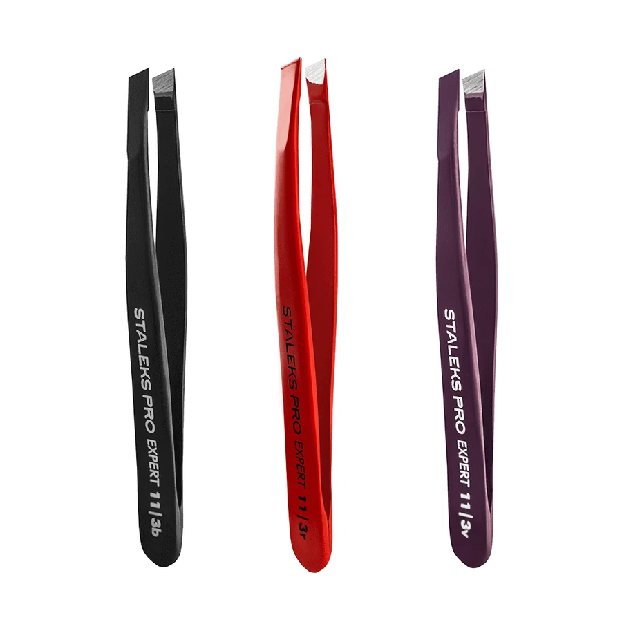 Пінцет для брів Staleks Pro Expert 11 TYPE 3 широкі скошені кромки, в асортименті