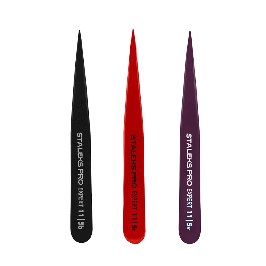 Пінцет для брів Staleks Pro EXPERT 11 TYPE 5 точковий, червоний