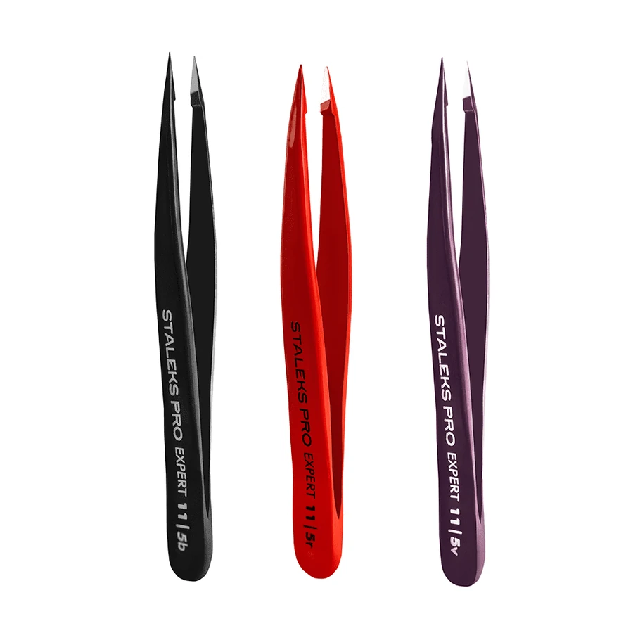 Пінцет для брів Staleks Pro EXPERT 11 TYPE 5 точковий, червоний