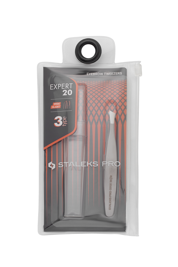 Пінцет для брів Staleks Pro EXPERT 20 TYPE 3 широкі скошені краї