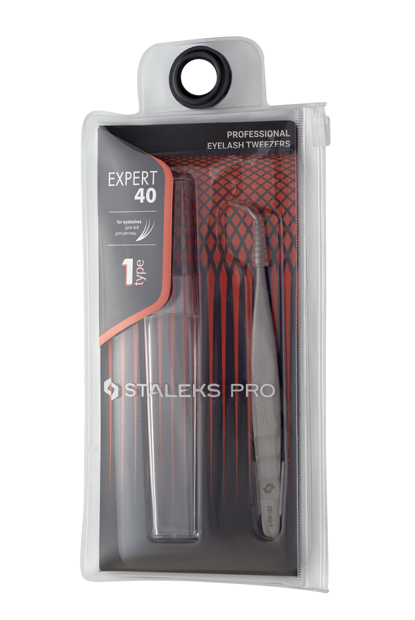 Пінцет професійний для вій Staleks Pro EXPERT 40 TYPE 1 вигнутий