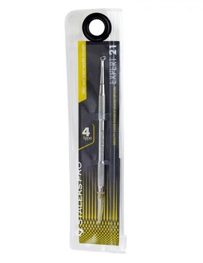 Ложка косметологічна двостороння Staleks Pro EXPERT 21 TYPE 4 Уно + голка Відаля