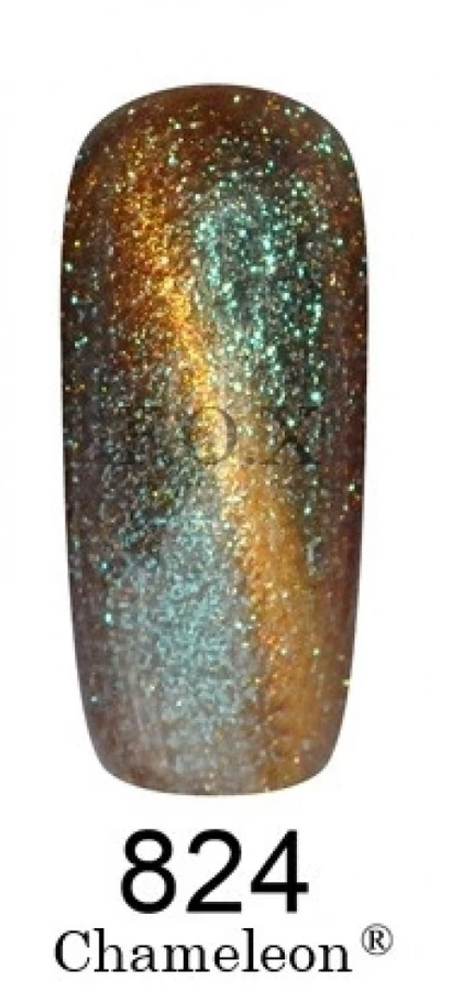 Магнітний гель-лак FOX Gel-polish Gold Chameleon 824, зелено-бірюзовий із золотим мікроблиском, хамелеон 12 ml