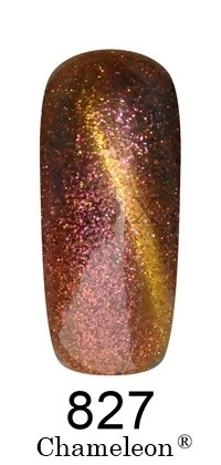 Магнітний гель-лак FOX Gel-polish Gold Chameleon 827, бронзово-винний із золотим мікроблиском, хамелеон 12 ml