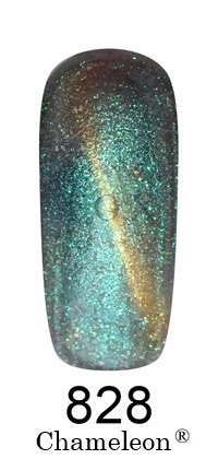 Магнітний гель-лак FOX Gel-polish Gold Chameleon 828, бірюзовий із золотим мікроблиском, хамелеон 12 ml