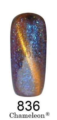 Магнітний гель-лак FOX Gel-polish Gold Chameleon 836, синьо-фіолетовий із золотим мікроблиском, хамелеон 12 ml