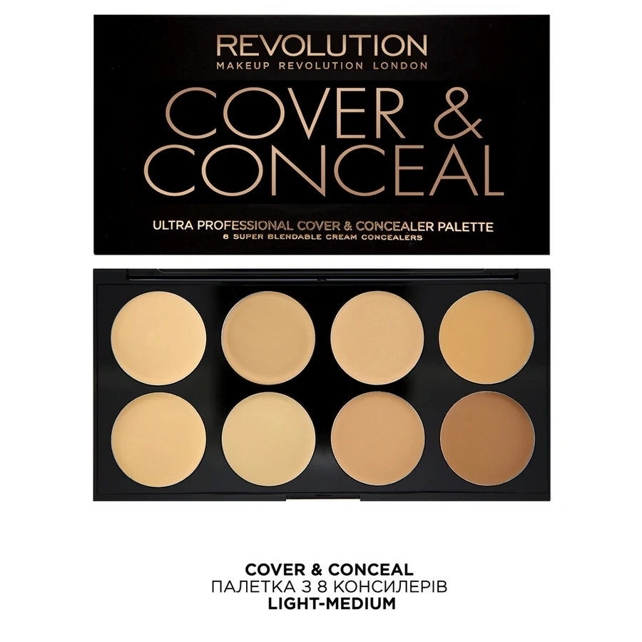 Палетка з 8 консілерів MakeUp Revolution Cover & Conceal (Light-Medium) Light-Medium