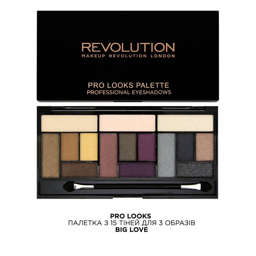 Палетка з 15 тіней MakeUp Revolution Pro Looks Palette (Big Love)