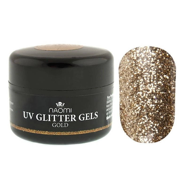 Гель моделюючий Naomi UV Glitter Gel Gold золотий, з гліттером 5 г
