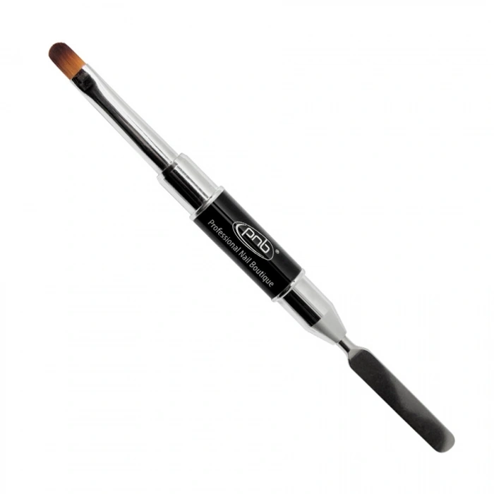 Пензель овальний PNB Gel Brush + Spatula 2 in 1 нейлон