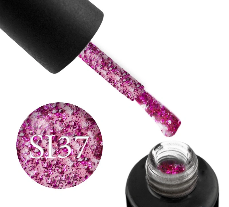 Гель-лак Naomi Gel-polish Self Illuminated Collection SI 37 малиново-рожевий, з блискітками та цукерки, напівпрозорий 6 ml