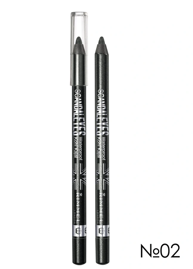 Олівець для очей Rimmel Eyeliner Scandeleyes Waterproof Soft (№002) №2 Sparkling Black, м`який