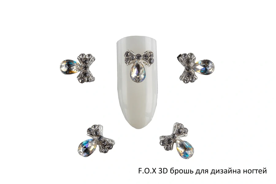 3D брошка для дизайну нігтів FOX Brooch №4 Stone bow