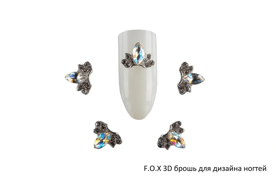 3D брошка для дизайну нігтів FOX Brooch №3 Stone drop