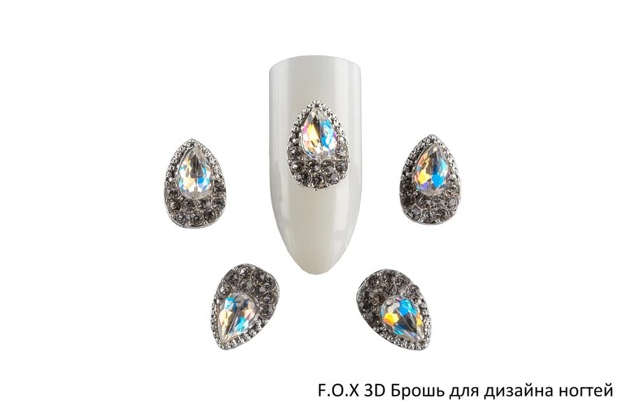 3D брошка для дизайну нігтів FOX Brooch №1 Stone ellipse