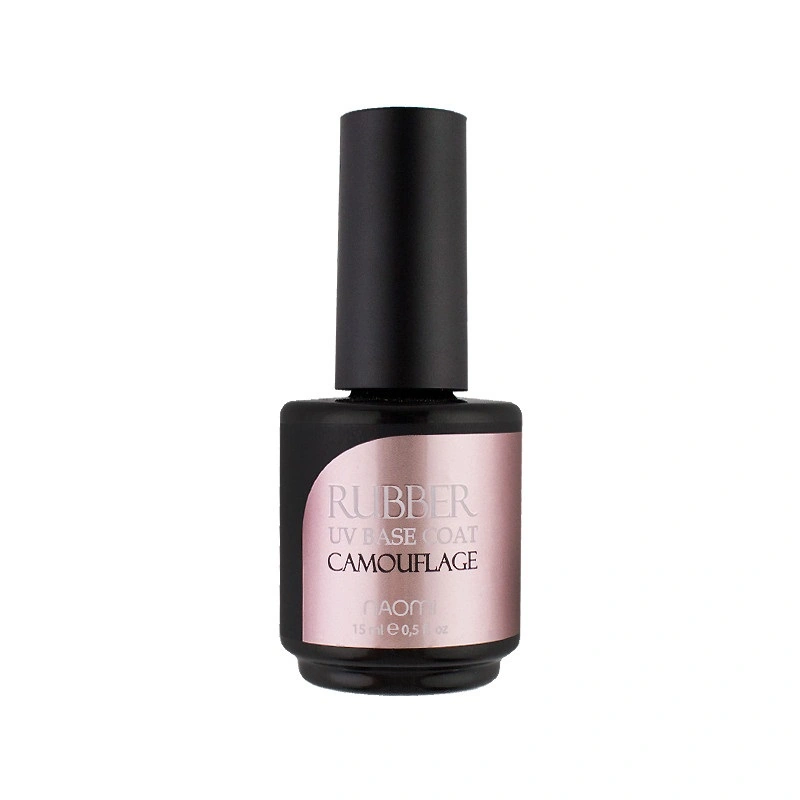 База камуфлююча для гель-лаку Naomi Rubber Comouflage Base Coat 002 приглушено-персикова, напівпрозора 15 мл