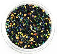 Чорні голографічні блискітки Nail Perfect Black Holographic Sparkles 1 mm