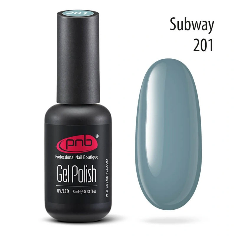 Гель-лак PNB №201 Subway сіро-оливковий, емаль 8 мл
