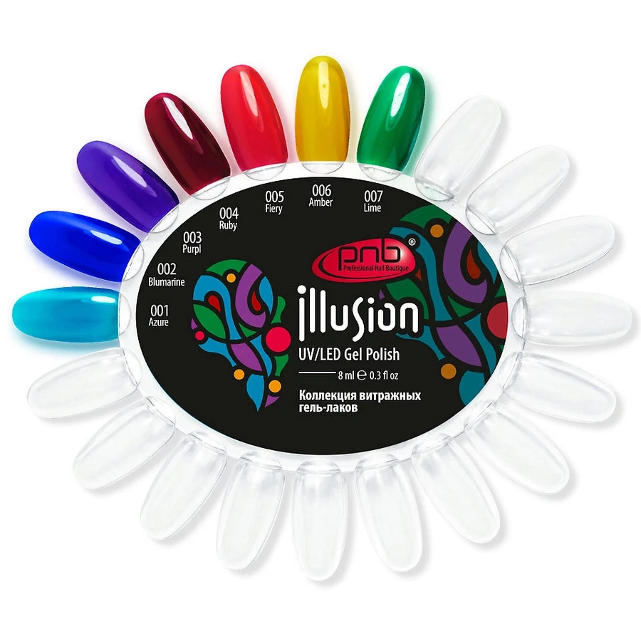 Палітра на Тіпсах PNB Tips Gel Polish Illusion PNB (001-007колір)