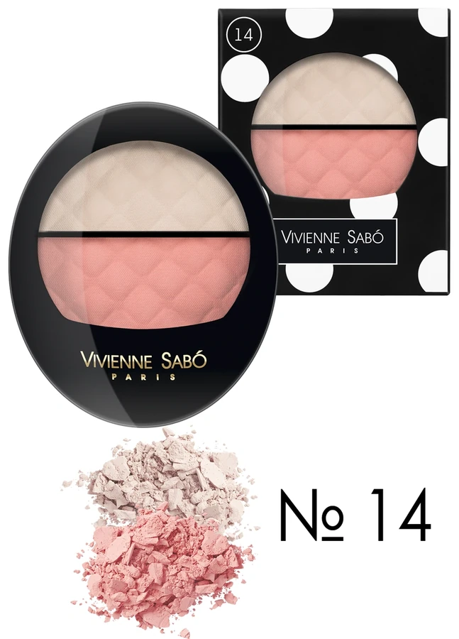 Подвійні рум`яна-хайлайтер Vivienne Sabo Teinte Delicate Blush - Highlighter Double №14 NEW!