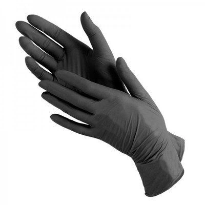 Рукавички нітрилові неопудрені L Mercator Medical Nitrylex PF Black Gloves L (8-9) чорні 100 шт