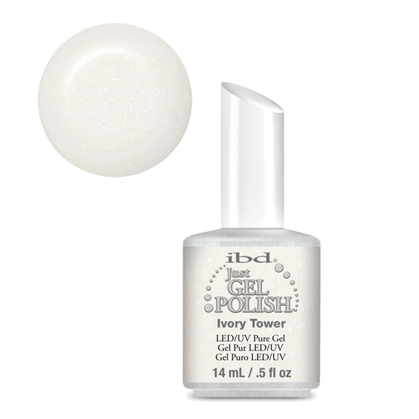 Гель-лак Вежа зі слонової кістки IBD Just Gel Polish Ivory Tower білий, насичений мікроблиском 14 мл