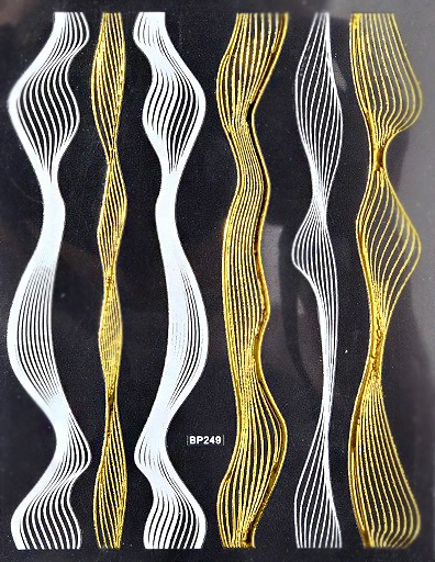 3D наклейки на нігті Nail Perfect 3D Nail Stickers BP249 White&Gold