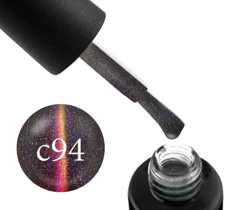 Гель-лак Naomi Gel Polish Cat Eyes 5D С94 блиск рожевий і жовто-золотий перелив з відтінками 6 мл