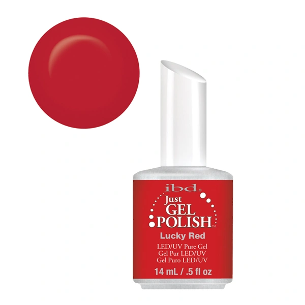 Гель-лак Щасливий червоний IBD Just Gel Polish Lucky Red насичений червоний, емаль 14 мл