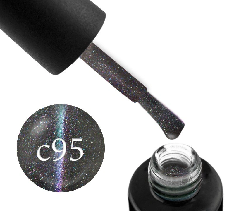 Гель-лак Naomi Gel Polish Cat Eyes 5D С95 блиск фіолетовий, блакитний, зелений перелив з відтінками 6 мл
