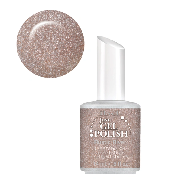 Гель-лак Бурхлива річка IBD Just Gel Polish Rustic River бежевий, насичений золотим шиммером 14 мл