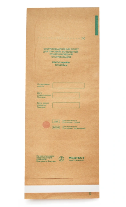 Крафт-пакети для стерилізації Медтест Sterilization Kraft Packages 75*150мм 1шт