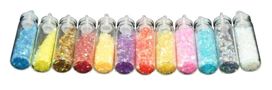 Набір середніх блискіток у колбах 12 в 1 по 4 г YRE Middle Glitter Tubes 12 in 1 (4 г)