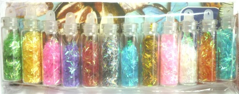 Набір блискіток соломка в колбах 12 в 1 по 4 г YRE Needles Glitter Tubes 12 in 1 (4 г)