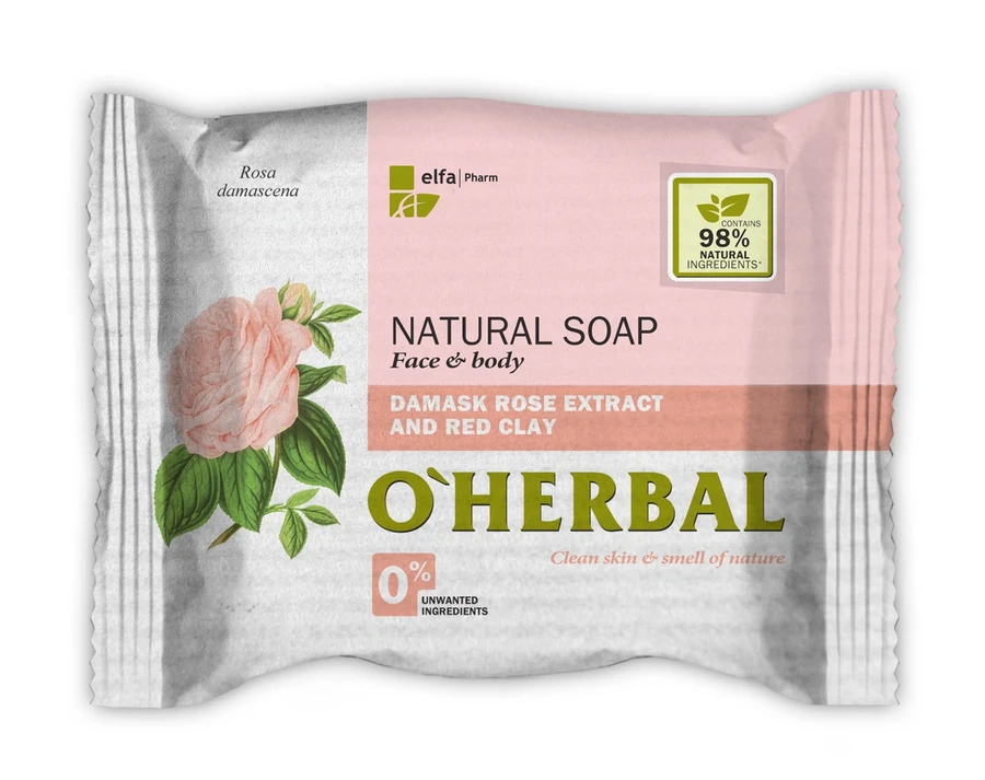 Натуральне мило OHerbal Натуральне мило з екстрактом дамаської троянди та червоною глиною 100 г