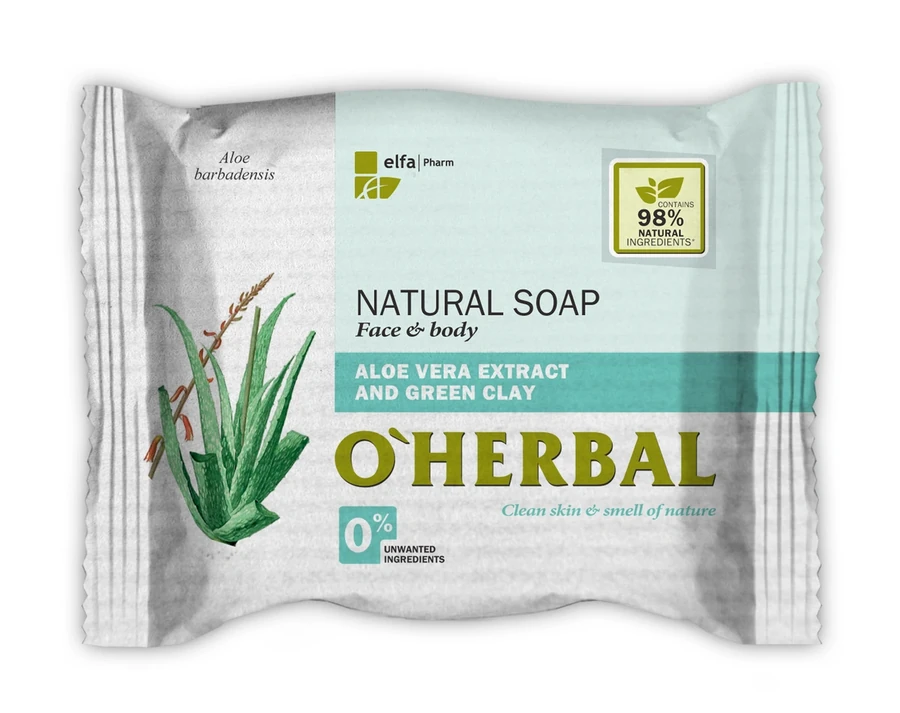 Натуральне мило OHerbal Натуральне мило з екстрактом алое віра та зеленою глиною 100 г