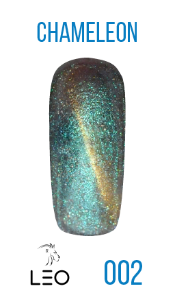 Магнітний гель-лак Leo Gel-Polish Chameleon 002 бронзовий хамелеон із зеленим та золотим мікроблиском 9 мл