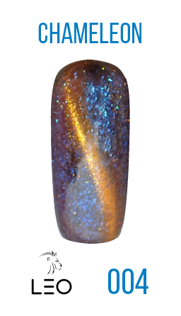 Магнітний гель-лак Leo Gel-Polish Chameleon 004 золотисто-бронзовий хамелеон із синім та золотим мікроблиском 9 мл