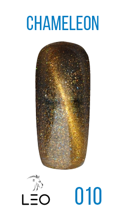 Магнітний гель-лак Leo Gel-Polish Chameleon 010 бронзовий хамелеон із золотим мікроблиском 9 мл