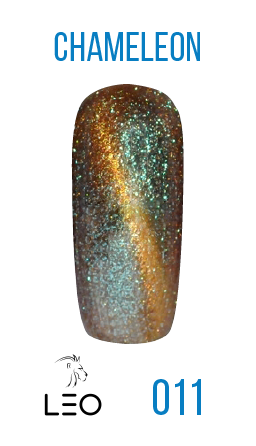 Магнітний гель-лак Leo Gel-Polish Chameleon 011 коричневий хамелеон з блакитним та золотим мікроблиском 9 мл