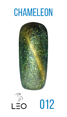 Магнітний гель-лак Leo Gel-Polish Chameleon 012 насичений зелений хамелеон із золотим мікроблиском 9 мл