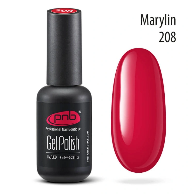 Гель-лак PNB №208 Marylin класичний червоний 8 мл