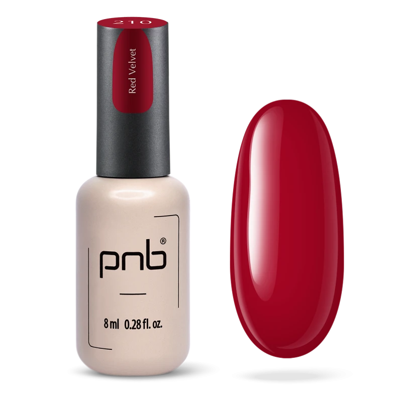 Гель-лак PNB №210 Red Velvet стигла вишня, емаль 8 мл
