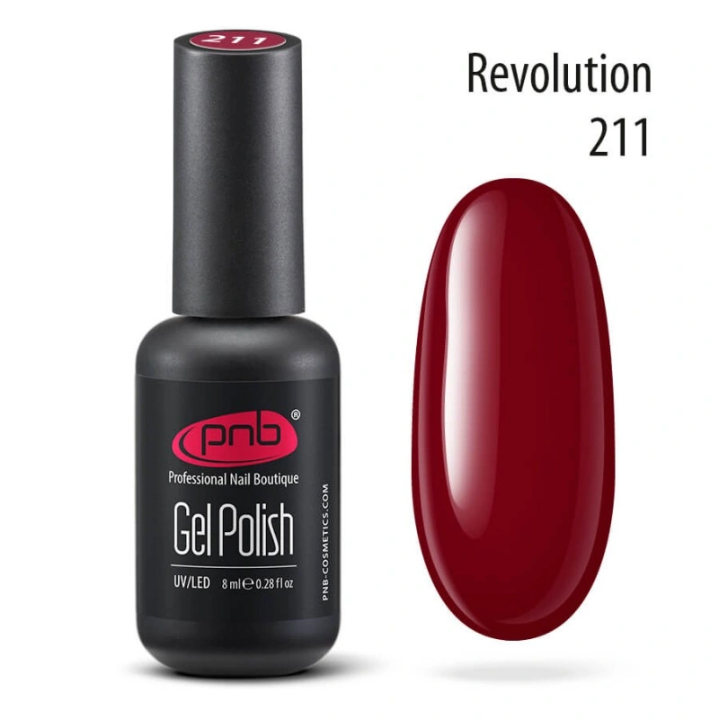 Гель-лак PNB №211 Revolution темна вишня 8 мл