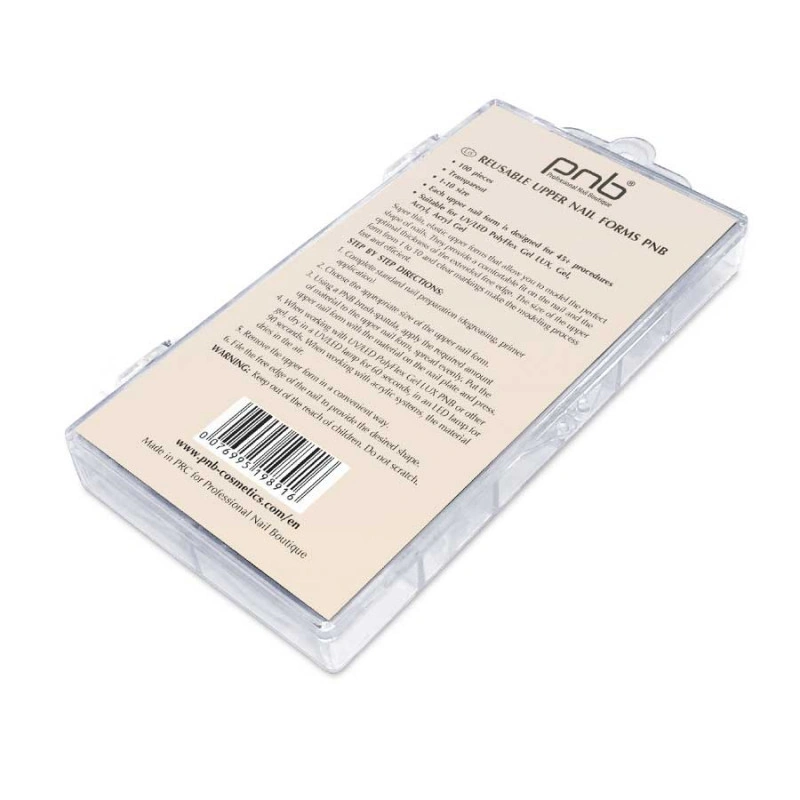 Багаторазові верхні форми для експрес нарощування PNB Reusable Upper Nail Forms прозорі 100 шт